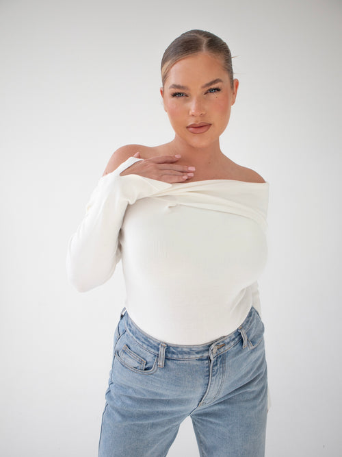 BARDOT KNIT TOP | IVORY