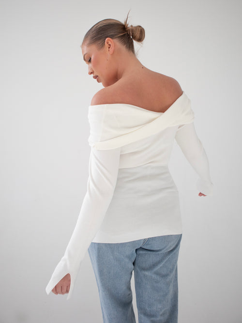 BARDOT KNIT TOP | IVORY