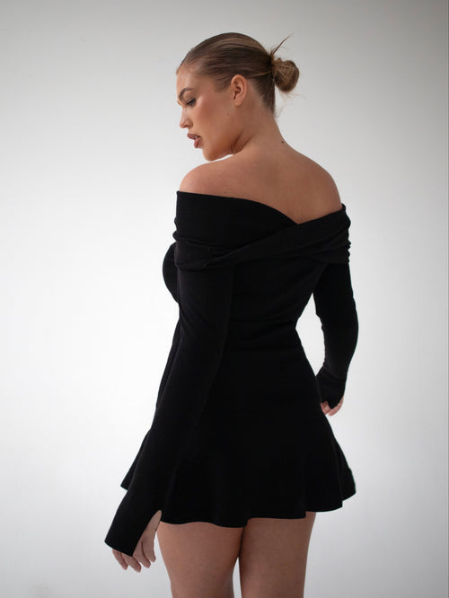 BARDOT KNIT DRESS | BLACK