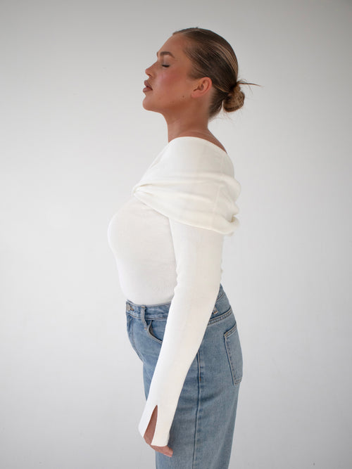 BARDOT KNIT TOP | IVORY