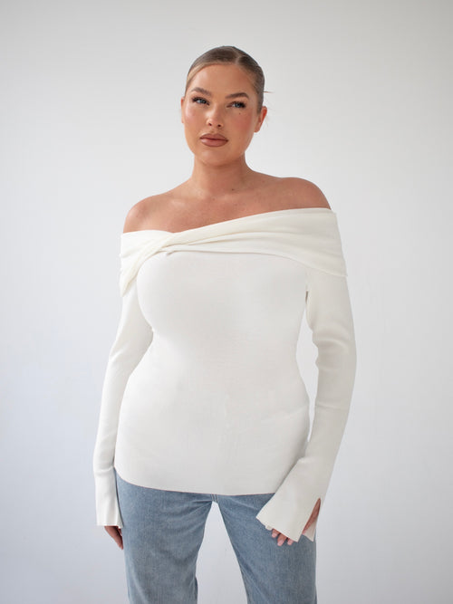 BARDOT KNIT TOP | IVORY